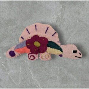Embroidered Dinosaur Stuffed Animal Mexican Stegosaurus Handmade Felt Flower Odd